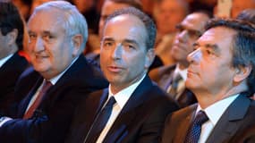 Jean-Pierre Raffarin, Jean-François Copé et François Fillon samedi 25 janvier au Conseil national de l'UMP