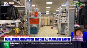 Intempéries dans les Hautes-Alpes: à Guillestre, le nettoyage se poursuit dans le magasin Samse