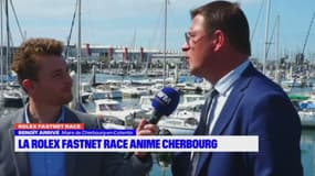 L'interview de Benoît Arrivé, maire de Cherbourg, à l'arrivée de la Rolex Fastnet Race
