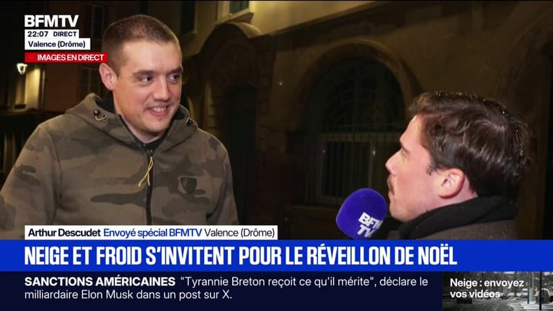 La neige tombe à Valence: "C'est la première année où j'en vois à Noël",  se réjouit Mathieu, restaurateur