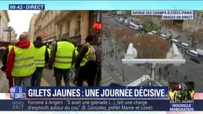 À Paris, un groupe de gilets jaunes remonte les Champs-Elysées