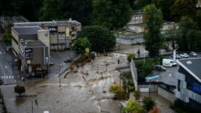 Une zone touchée par les inondations à Annonay, en Ardèche, le 17 octobre 2024