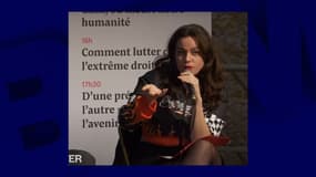 L'humoriste Mahaut Drama, lors d'une conférence organisée par Médiapart, le 16 mars 2024 à Paris.