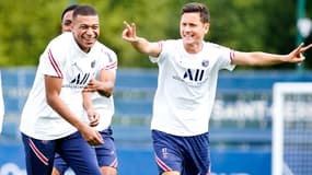 Kylian Mbappé et Ander Herrera, au Camp des Loges le 10 septembre 2021