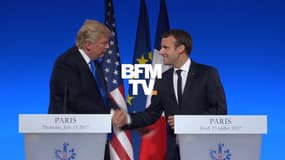 Donald Trump et Emmanuel Macron, un duo qui aime les poignées de main