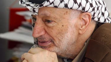 Yasser Arafat, ancien leader palestinien, ici à Ramallah en Palestine.