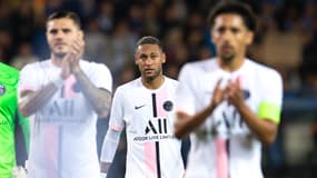 Neymar en fin de match avec Icardi et Marquinhos (PSG)