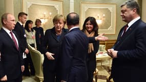 François Hollande, Angela Merkel, Vladimir Poutine et Petro Porochenko, à Minsk.