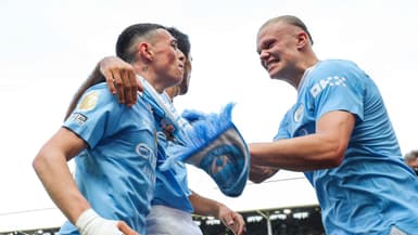Phil Foden et Erling Haaland avec Manchester City en mai 2024.