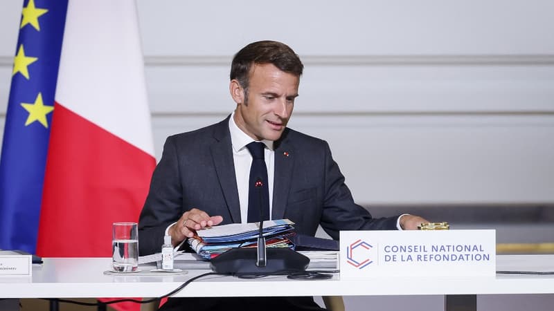 Emmanuel Macron à l'Élysée lors du Conseil national de la refondation le 7 septembre 2023 