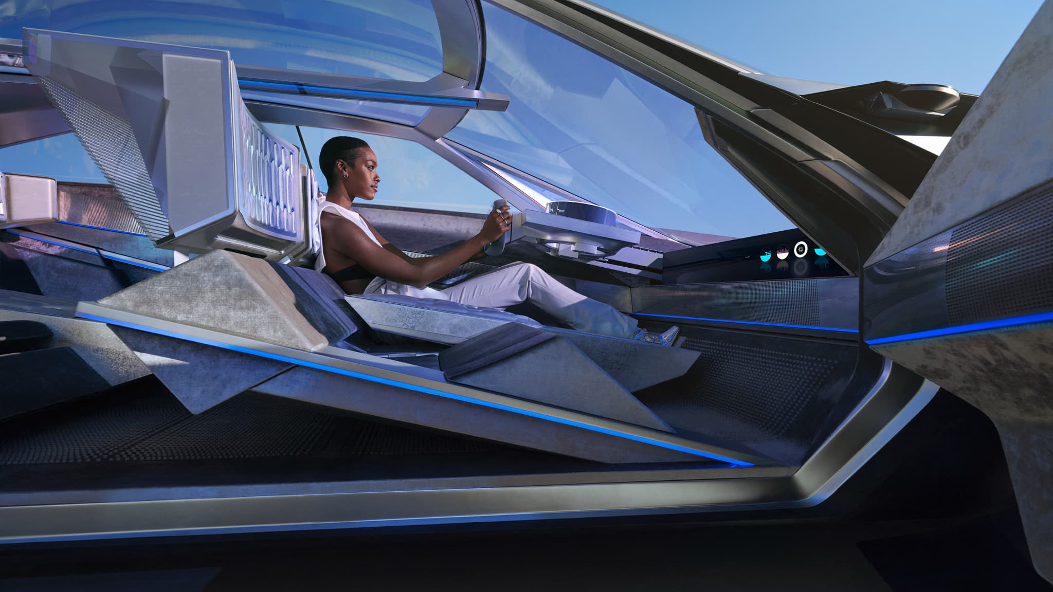 L'intérieur très lumineux du concept Peugeot Inception.