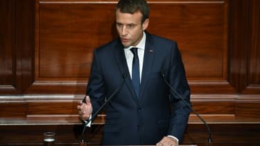 Le président français Emmanuel Macron devant le Congrès à Verseilles près de Paris, le 3 juillet 2017