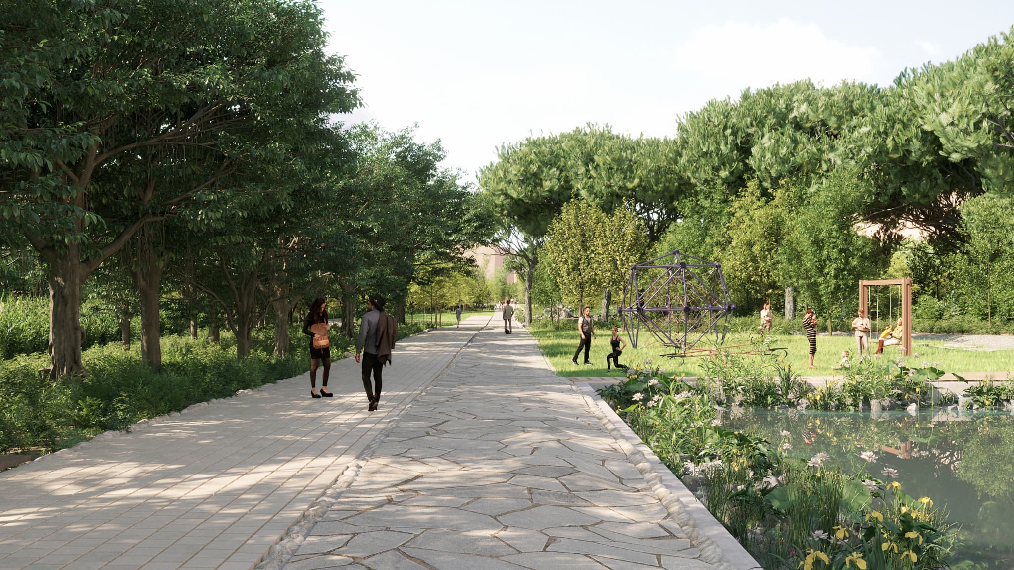 L'allée centrale de la future Promenade du Paillon, présentée en février 2022