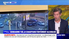 Gendarme tué: le suspect a expliqué en garde à vue avoir forcé le barrage sous la panique parce qu'il avait "consommé de l'alcool"