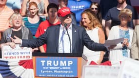 Donald Trump donne un discours à Lynden, dans l'Etat de Washington le 7 mai 2016. 