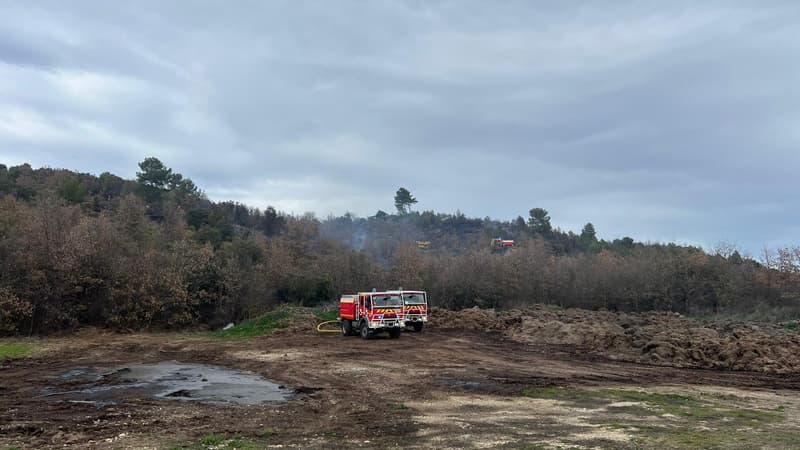 Un feu de forêt à Esparron-de-Verdon le 19 février 2024.