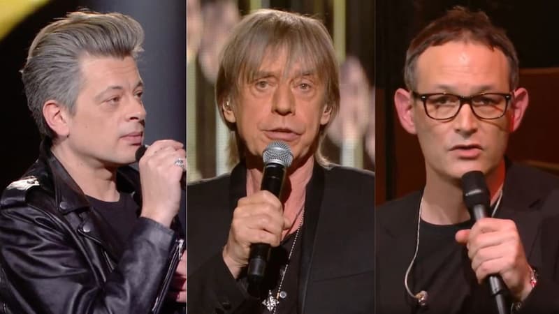 Benjamin Biolay, Jean-Louis Aubert et Thomas Savy durant les Victoires de la musique 2021