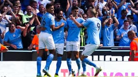 Les joie des joueurs de Manchester City face à Bournemouth, le13 août 2022.