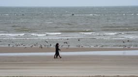 Des passants sur la plage de Dunkerque.