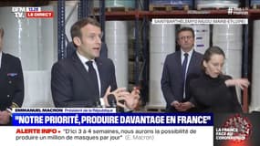 Emmanuel Macron : "Ma priorité, c'est de produire des masques pour les soignants" 