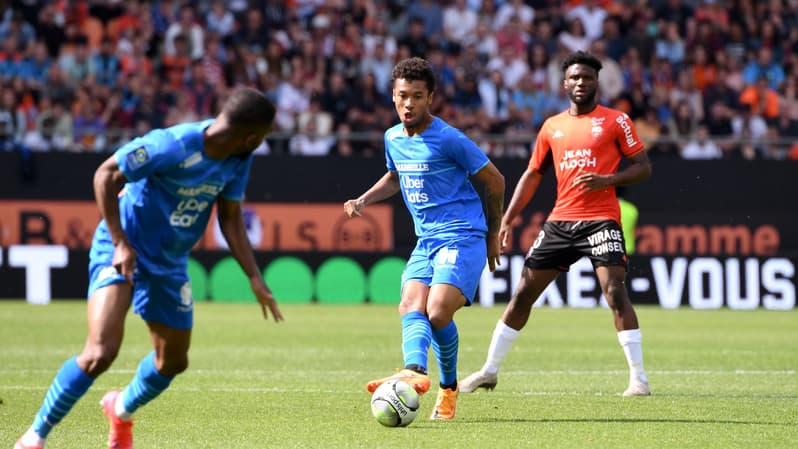 Kamara avec l'OM à Lorient, le 8 mai 2022