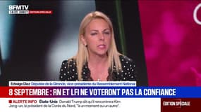 Vote de confiance du 8 septembre: "Nous souhaitons qu'il y ait une dissolution de l'Assemblée Nationale", déclare Edwige Diaz, vice-présidente du RN