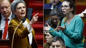 Sandrine Rousseau et Aurore Bergé à l'Assemblée nationale.