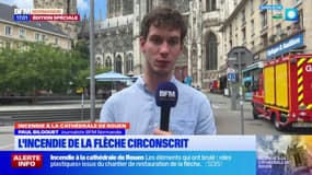 Incendie à la cathédrale de Rouen: le feu circonscrit, les pompiers encore sur place pour éviter toutes reprises