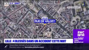 Lille: quatre blessés dont deux graves dans un accident de voitures dans la nuit de mercredi à jeudi