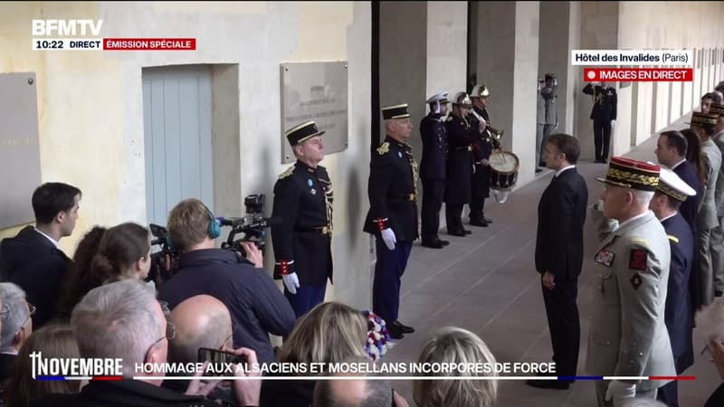 11-Novembre: Emmanuel Macron inaugure une plaque commémorative en mémoire des "Malgré-nous", ces Alsaciens et Mosellans enrôlés de force dans l'armée allemande