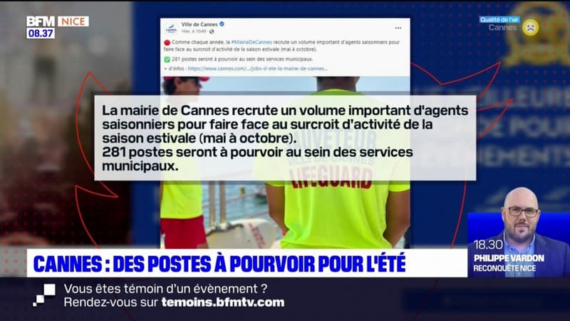 Cannes: la mairie recrute des saisonniers pour cet été