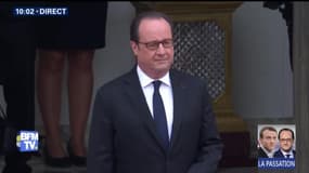 Passation de pouvoir : Emmanuel Macron est arrivé à l'Elysée, accueilli par François Hollande