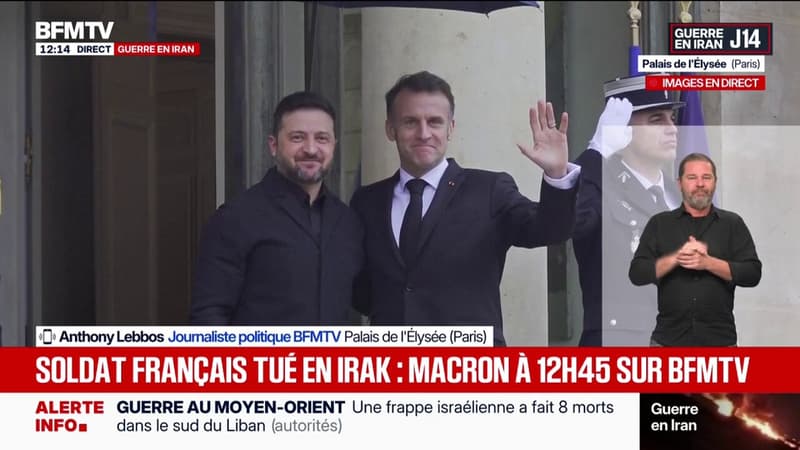 Emmanuel Macron accueille Volodymyr Zelensky à l'Élysée