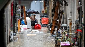 D'impressionnantes pluies ont provoqué des inondations à Hong Kong, le 8 septembre 2023