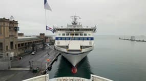 Le "Salamanca", le premier navire au "Gaz naturel liquéfié" (GNL) de la Brittany Ferries a été baptisé ce mercredi sur le port de Cherbourg.