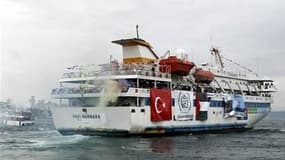 Le Mavi Marmara à son départ du port turc de Sarayburnu, à Istanbul. Le secrétaire général des Nations unies Ban Ki-moon a proposé la création d'une commission d'enquête multinationale sur l'arraisonnement meurtrier par l'armée israélienne d'une flottille