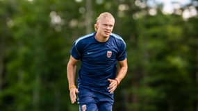 L'attaquant de la Norvège Erling Haaland à l'entraînement, 16 juin 2026