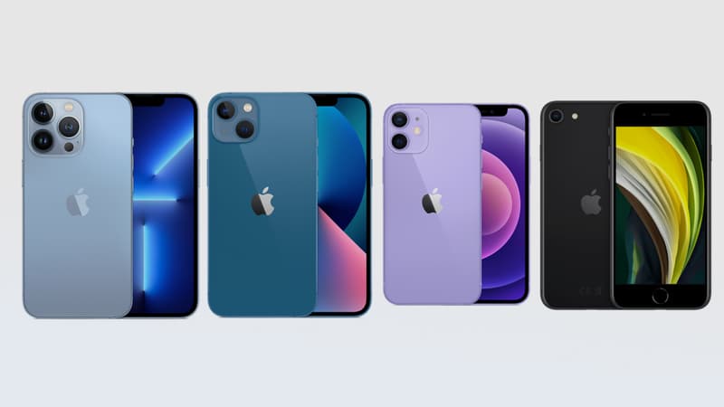 Les iPhone 13 Pro, iPhone 13, iPhone 12 mini et iPhone SE d'Apple