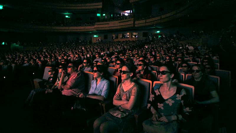 Une projection en 3D à Saint-Petersbourg en juin 2013.