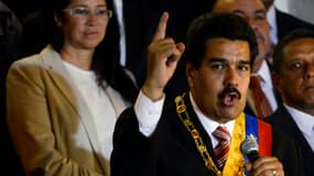Nicolas Maduro, président par intérim du Venezuela,pendant la cérémonie d'investiture.