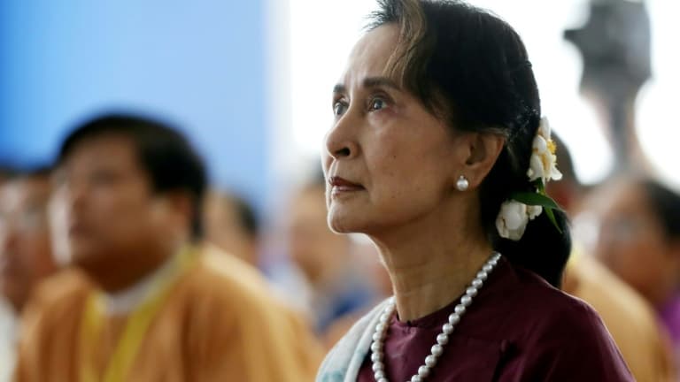Aung San Suu Kyi le 17 juillet 2019 à Rangoun (Birmanie).