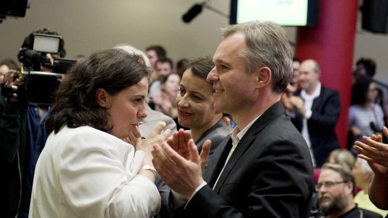 Emmanuelle Cosse, Cécile Duflot et François de Rugy, au Conseil fédéral d'EELV à Paris, le 5 avril 2014.