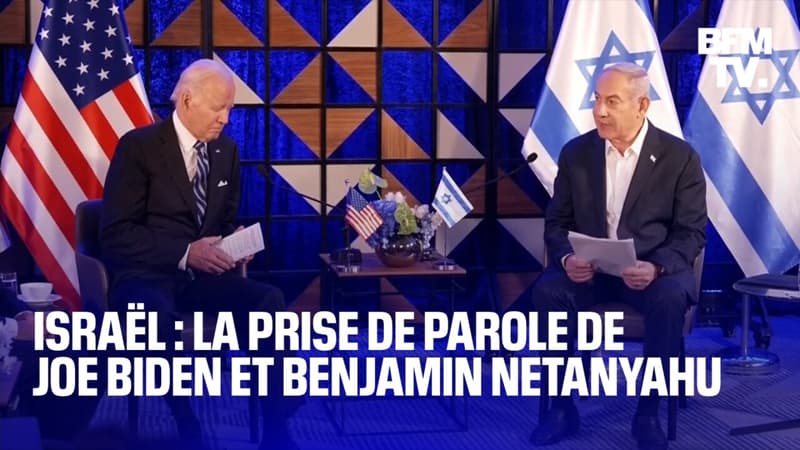 Israël: la prise de parole de Joe Biden et Benjamin Netanyahu depuis Tel-Aviv