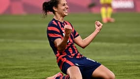 L'attaquante américaine Carli Lloyd après avoir marqué lors du tournoi olympique de football à Tokyo