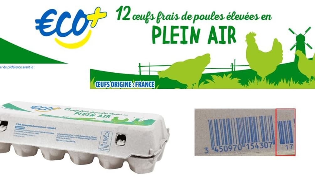 La boîte de douze œufs de la marque Eco+.