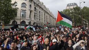 Une manifestation de soutien à la Palestine, après des frappes israéliennes à Rafah, à Paris le 27 mai 2024