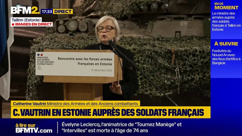 "Vous devez être prêts à participer à la défense de l'Estonie", dit Catherine Vautrin aux soldats français