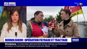 Bas-Rhin: opération filtrage et tractage contre la réforme des retraites à Bernolsheim