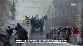 Les images d'un concours délirant de luges en Russie