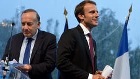Pierre Gattaz et Emmanuel Macron, en août 2015, à l'Université d'été du Medef.